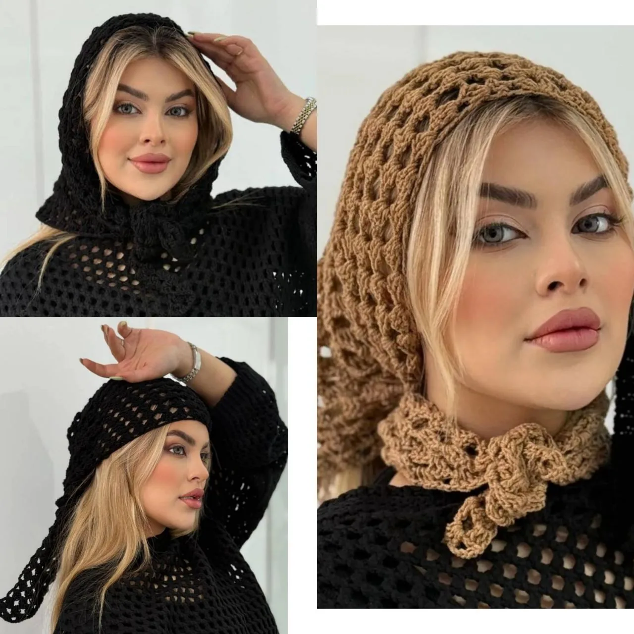 مینی اسکارف قلاب بافی